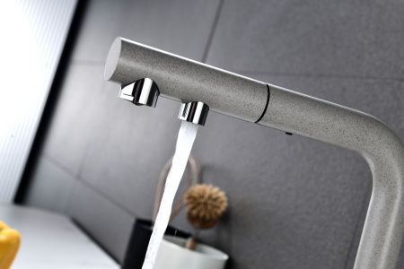 Смеситель для кухни Paulmark SERPENTINE Se213222-GR на мойку серый