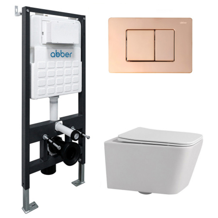 Комплект сантехническая инсталляция с клавишей смыва Abber Rechteck AC1201-AC0105-AC0120RG