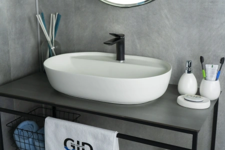 Раковина керамическая Gid Lago 51192 60х40 накладная цвет белый 1 отверстие под смеситель