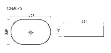 Раковина из сантехнического фарфора Ceramica Nova ELEMENT CN6075 60х40 накладная цвет белый