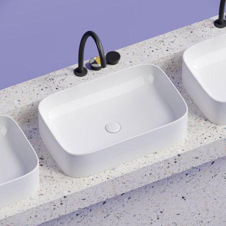 Раковина из сантехнического фарфора Ceramica Nova ELEMENT CN6053 60х40 накладная цвет белый без отверстий под смеситель