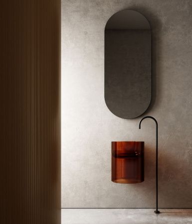 Раковина из полиэфирной смолы Abber KRISTALL AT2704Opal 40х40 подвесная цвет коричневый без отверстий под смеситель