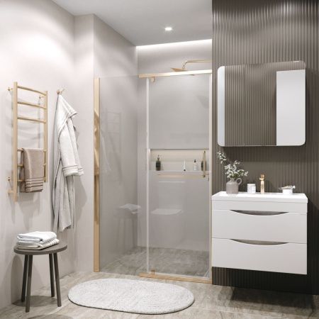 Душевая дверь Grossman Pragma 100.K33.03.120.32.00 120х195 стекло прозрачное профиль золото