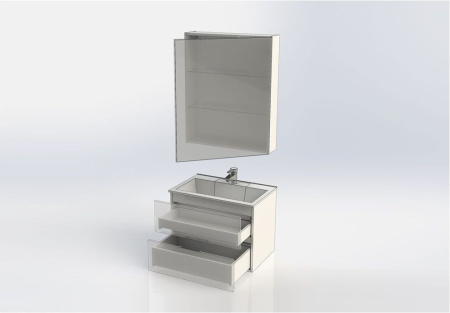 Комплект мебели: тумба с раковиной + зеркало-шкаф Aquanet Алвита 00184580 70x45x138 подвесной цвет серый