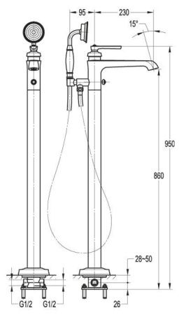Смеситель Cezares LIBERTY LIBERTY-F-VDP-01 напольный хром