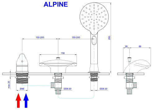 Смеситель Royal Bath ALPINE RB2102 на борт ванны серебро - фото 2