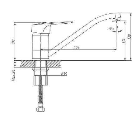 Смеситель для кухни Haiba HB04 HB4904 на мойку хром