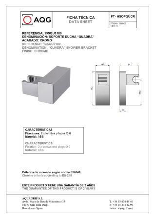 Смеситель для душа AQG Delta 01DEL419CR настенный хром