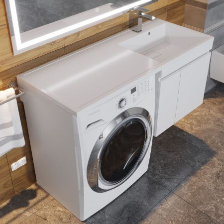 Раковина из искусственного камня Uperwood Magenta 2490000011 110х50 над стиральной машиной цвет белый
