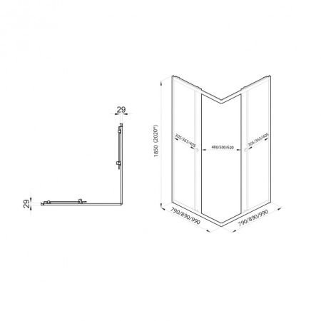 Душевой уголок Тритон Вента-Хром Щ0000052961 100х100 стекло прозрачное профиль хром без поддона