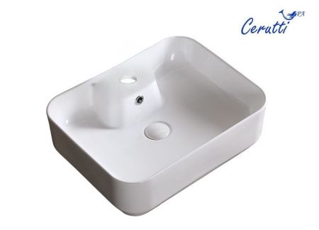 Раковина из сантехнического фарфора Cerutti SPA CR0097 50х40 накладная цвет белый 1 отверстие под смеситель