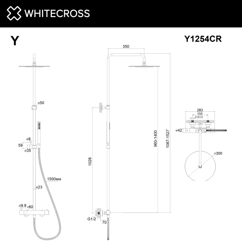 Душевая стойка Whitecross Y chrome Y1254CR настенная цвет хром - фото 3