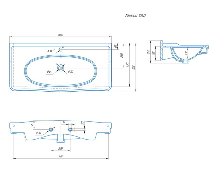 Раковина керамическая Onika Модерн 4640021063583 107х50 накладная цвет белый 1 отверстие под смеситель