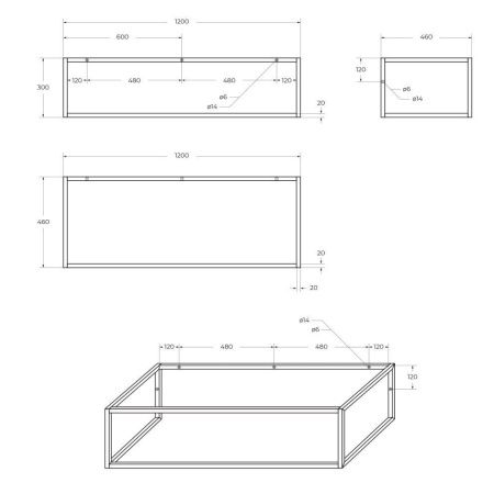 Консоль под раковину BelBagno Etna-Kraft EK-120-ST 120х50 подвесная цвет черный