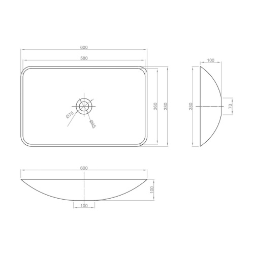 Раковина из искусственного камня MonteBianco Stelvio Quattro 12205 60х38 накладная цвет белый матовый без отверстий под смеситель - фото 4