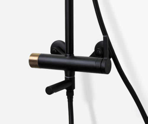 Душевая стойка Bronze de Luxe 2039RGB настенная цвет черный/розовое золото - фото 4