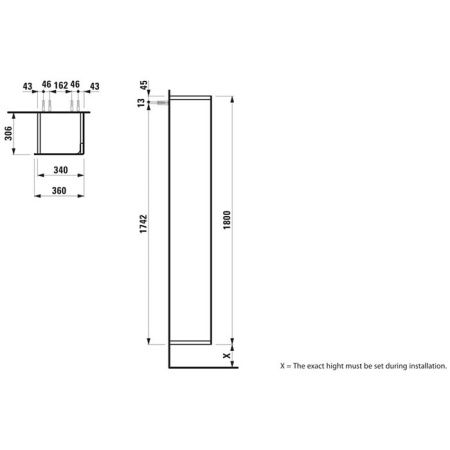 Шкаф-пенал Laufen INO 4.2545.2.030.171.1 40х180 цвет коричневый
