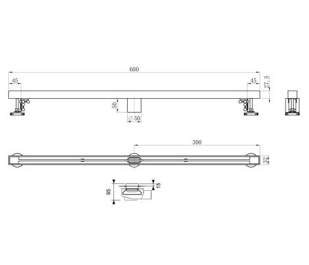 Душевой лоток Wonzon & Woghand WW-65406T-BR 60х5 никель