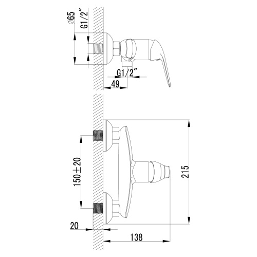 Смеситель для душа LeMark Plus Advance LM1203C настенный хром без термостата - фото 2