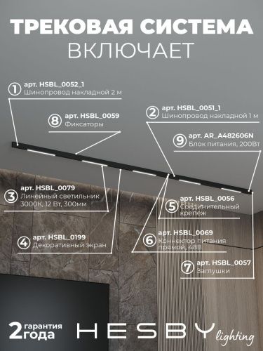 Трековая система со светильниками №1 трехфазная накладная Hesby Lighting ElDeko (ЕлДеко) HSBL_kompl_E001_NI3B3K - фото 3