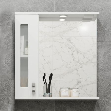 Зеркало-шкаф Onika Кристалл 206705 70х70 подвесной цвет белый