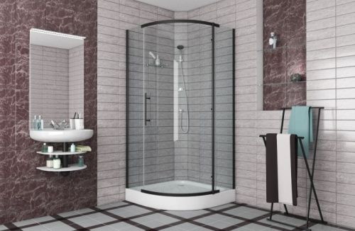 Душевой уголок Bravat Blackline BS090.1110A 90х90 стекло прозрачное профиль черный без поддона - фото 2