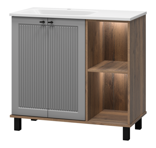 Тумба под раковину Brevita Lumus LUM-06070-0842ЯL 90х40 напольная цвет серый/коричневый