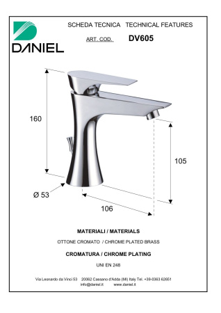 Смеситель Daniel Diva DV605-CR на раковину хром