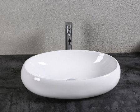 Раковина из сантехнического фарфора Bond Oval S58-600 60х40 накладная цвет белый без отверстий под смеситель
