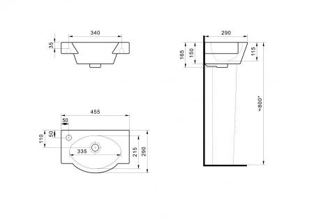 Раковина из сантехнического фарфора Santek Форум 1WH110542 50х30 подвесная цвет белый 1 отверстие под смеситель