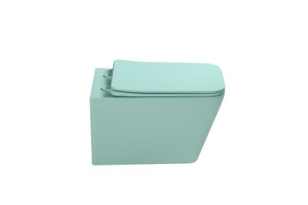 Унитаз подвесной SantiLine SL-5007LG цвет светло-зеленый с сиденьем микролифт безободковый смыв воронка-водоворот