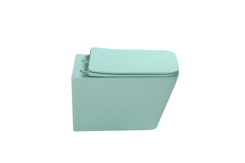 Унитаз подвесной SantiLine SL-5007LG цвет светло-зеленый матовый с сиденьем микролифт безободковый смыв воронка-водоворот - фото 3