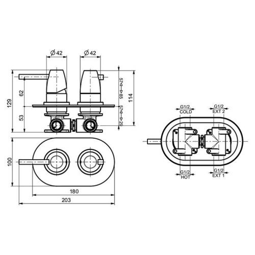 Смеситель для ванны и душа Webert Opera Moderna OE860101560 настенный черный - фото 3
