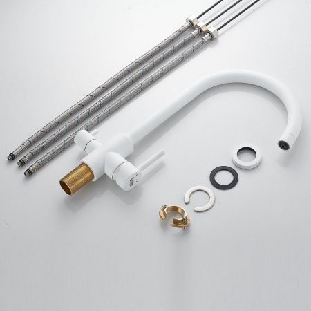 Смеситель для кухни Raffine F108C на мойку белый