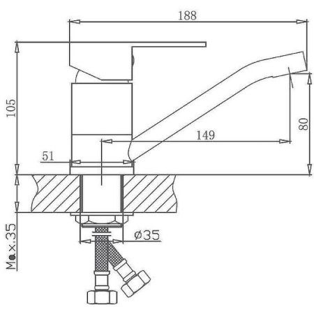 Смеситель для кухни Haiba HB802 HB45802 на мойку нержавеющая сталь