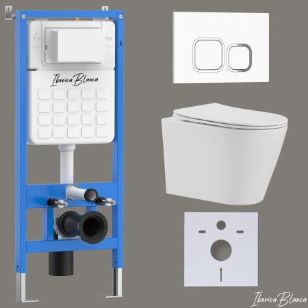 Комплект унитаз с инталляцией и клавишей смыва Iberica Blanca BURGOS ALTO IB001.BRA.234.831