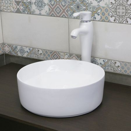 Раковина из сантехнического фарфора Melana A460-803 40х40 накладная цвет белый без отверстий под смеситель