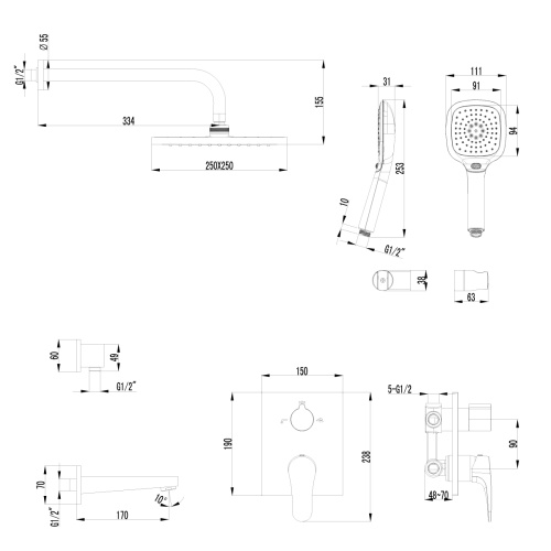Душевая система LeMark Shift LM4322C встраиваемая в стену - фото 2