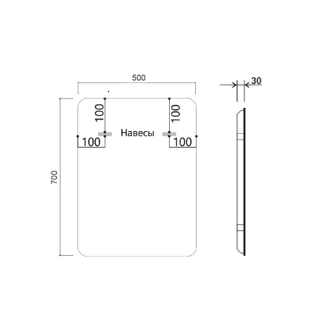 Зеркало в ванную Vincea VLM-3VC500B-2 50х70 цвет черный