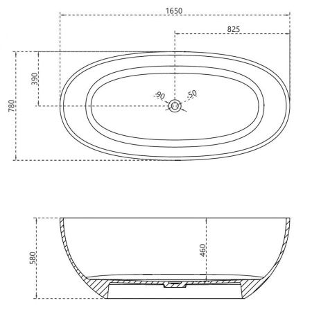 Ванна из полиэфирной смолы Abber Kristall AT9701Saphir 165х80 отдельностоящая овальная