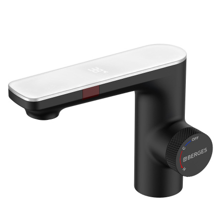 Смеситель сенсорный Berges MORANS 76002 на раковину/столешницу черный матовый с термостатом