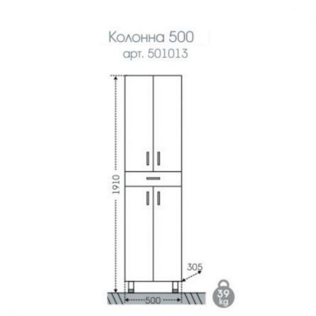 Шкаф-пенал СанТа Стандарт 501013 50х180 напольный цвет белый