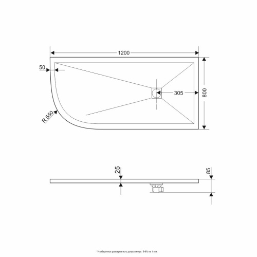 Душевой поддон RGW Stone Tray 16154128-02R 80x120  искусственный камень серый - фото 2