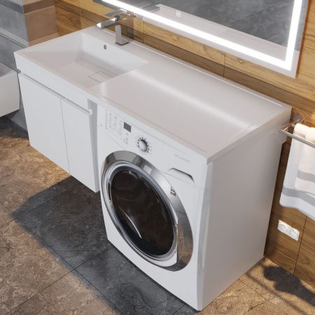Раковина из искусственного камня Uperwood Magenta 2490000012 110х50 над стиральной машиной цвет белый
