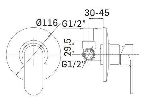 Смеситель для душа Mamoli Sadler 3606PE006001 настенный хром