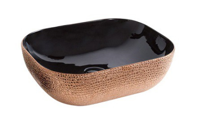 Раковина из санфаянса CeramaLux D1333H022 46х33 накладная цвет черный