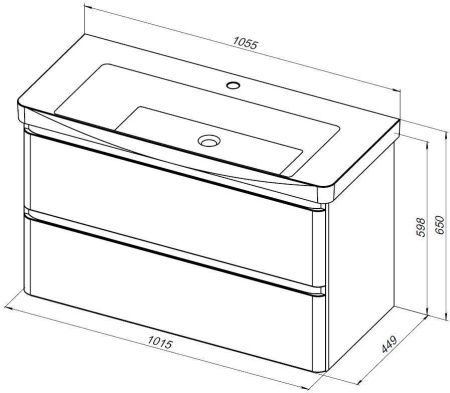 Тумба под раковину Aquanet Эмбер 00330469 100х40 подвесная цвет белый