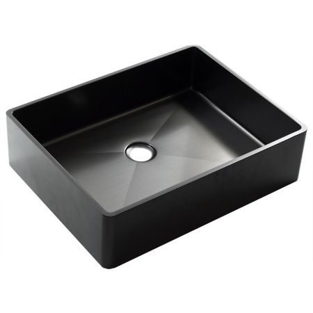 Раковина из нержавеющей стали Melana MLN-D4837B Castle 50х40 накладная цвет черный без отверстий под смеситель