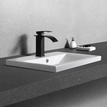 Раковина из сантехнического фаянса CeramaLux 9393-60 60х40 встраиваемая цвет белый 1 отверстие под смеситель