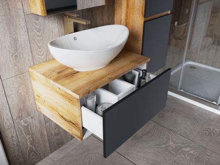 Тумба под раковину Misty Ива П-Ива-01080-481Я 80х50 подвесная цвет серый/коричневый